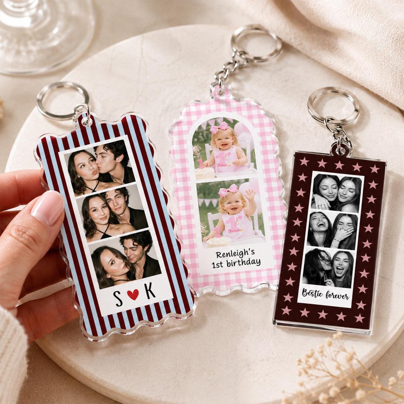 Personalized Checkered Frame Photo Magnet, Custom Family Photo Magnet, Besties Photo Manget, Couples Photo Magnet, Dog Cat Photo Magnet image 10
