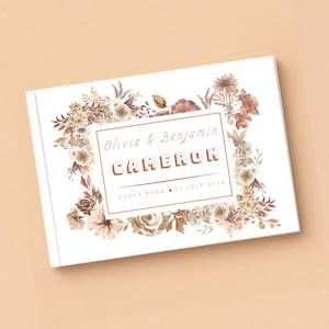 Rustic Floral Wedding Guest Book, Letters to the Bride Book, Floral Guest Book, Vintage Wedding Guest Book, Bridal Shower Book, WGB003