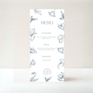 Modern Wedding Menu Card, Reception Menu, Custom Menu & Colors,tPrinted Menu Card for Wedding, Reception Menu, Bridal Shower Menu, WM004