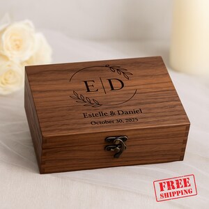 Personalized Wooden Wedding Memory Box, Engraved Wedding Memory Box, Keepsake Box for Wedding, Wedding Shower Gift, BOX002