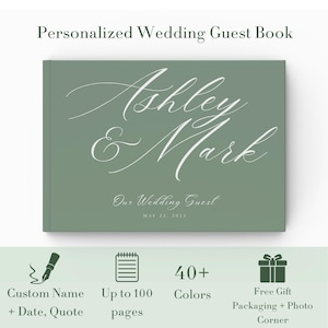 Sage Green Letter to the Bride Book, Wedding Guest Book with Calligraphy, Hardcover Keepsake Album, Bride to be Gifts, Hens Party, WGB025