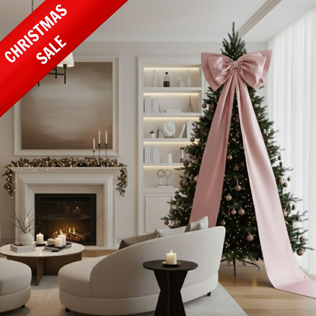 Oversized Pink Christmas Tree Bow – Extra Large Satin Tree Topper ...