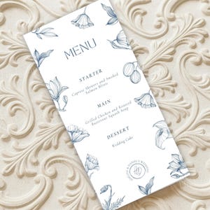 Minimalist Wedding Menu, Botanical Line Art Menu Card, Printed Wedding Menu Card, Personalized Menu, Reception Menu,Bridal Shower Menu,WM004