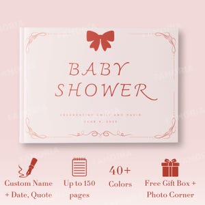Baby Shower Guest Book, Personalized Baby Shower Book, Pink Baby Guest Book, Baby Memory Book, Baby Gift for Mom, Newborn Keepsake, BMB001