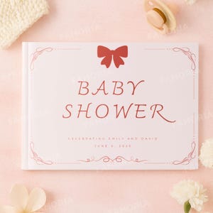 Baby Shower Guest Book, Pink Bow Baby Photo Album, Baby Memory Book, Personalized Baby Book, Newborn Keepsake Book, Baby Shower Gift, BMB001