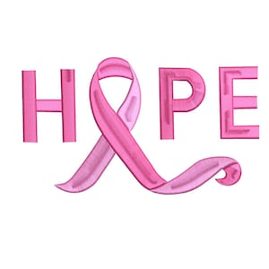 Hope Breast Cancer Awareness Embroidery Design: Pink Ribbon (Instant Download, 4 Sizes)