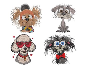 Crazy Dog Embroidery Design Bundle (Digital Download)