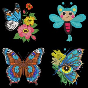 Butterfly Embroidery Design: Delicate Colorful Machine Pattern (4.5-7.2 inch) (Digital Download)