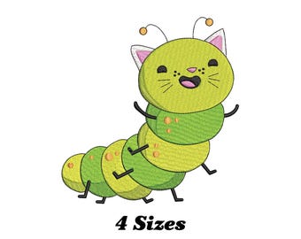 Cat-Erpillar Machine Embroidery Design: Funny Caterpillar (Digital Download)