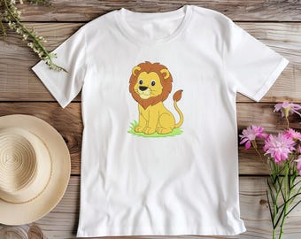 ライオンの手刺繍パターン、動物デザイン（デジタルダウンロード