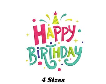 Happy Birthday Machine Embroidery Design (Digital Download)