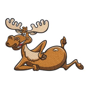 Funny Moose Embroidery Design, Moose Machine Embroidery Design, 5 Sizes, Instant Download File