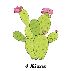Puede incluir: Un cactus verde con flores rosas. El cactus tiene varios segmentos y está dibujado en un estilo de dibujos animados.