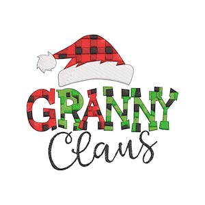 Granny Claus Christmas Embroidery Design, Santa Claus Machine Embroidery Design, Instant Download