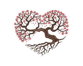 Diseño de bordado de árbol de cerezo en flor, hermoso diseño de bordado a máquina de árbol de cerezo en flor, 4 tamaños, descarga instantánea