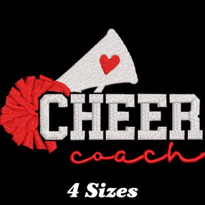 Diseño de bordado de entrenadora de animadoras: Pompón y megáfono (descarga digital)