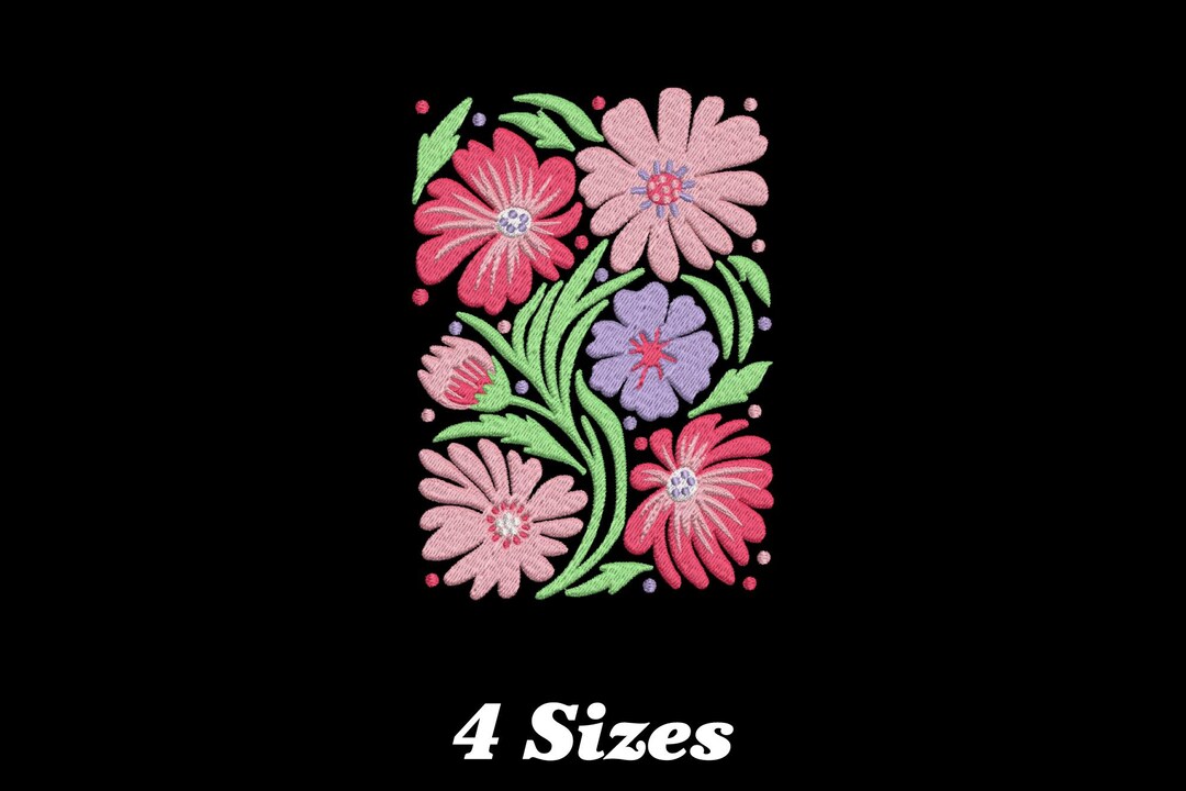 Floral Embroidery Design: Whimsical Flower Machine Pattern (digital ...