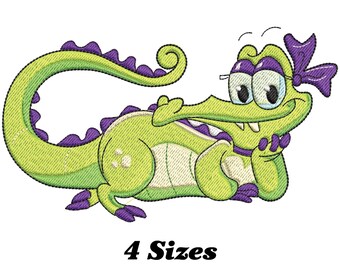 Funny Alligator Girl Machine Embroidery Design (Digital Download)