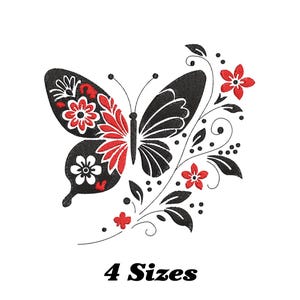 Floral Butterfly Embroidery Design (Digital Download)