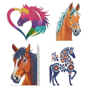 4 Horse Embroidery Design, Horse Machine Embroidery Design, Horse Embroidery Design For Men, Women, Girls