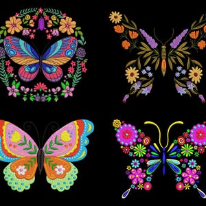 Floral Butterfly Embroidery Design: Machine Embroidery Pattern (Digital Download)