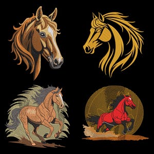 4 Horse Embroidery Design, Horse Machine Embroidery Design, Horse Embroidery Design For Men, Women, Girls