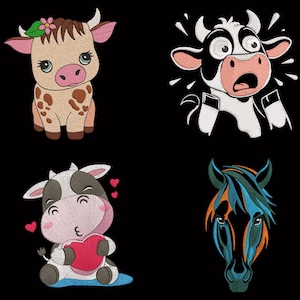 4 Cute Cow Embroidery Design, Cow Machine Embroidery Design, Cow Embroidery Design For Men, Women, Girls