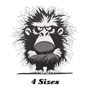 Crazy Gorilla Embroidery Design: Whimsical Machine Pattern (Digital Download)