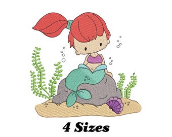 Mermaid Embroidery Design, Cute Mermaid Machine Embroidery Design, Mermaid Embroidery Design For Men, Women, Girls