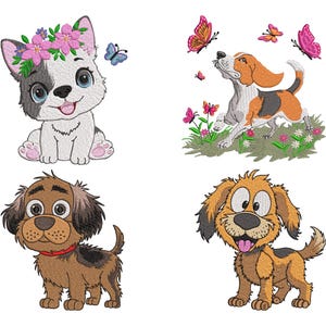 4 Cute Dog Embroidery Design, Dog Machine Embroidery Design, Dog Embroidery Design For Men, Women, Girls