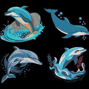 Dolphin Machine Embroidery Design: Whimsical Aquatic Pattern (Digital Download)