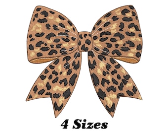 Leopard Bow Embroidery Design: Machine Embroidery (Digital Download)
