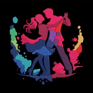 Diseño de bordado a máquina de pareja bailando (descarga digital)