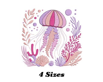 Jellyfish Machine Embroidery Design: Whimsical Charm (Digital Download)