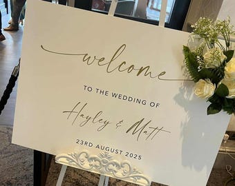 Letrero de bienvenida para bodas en acrílico con impresión UV, letrero de compromiso, letrero de recepción, decoración de bodas, letrero de bienvenida a la boda