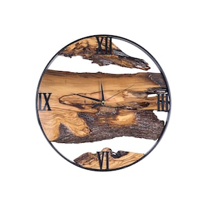 Olive Wood Clock, Moss Wall, Stabilized Moss and Plant, Natural Olive Wood, Home Decoration, New Home Gift, Boho Design