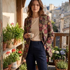 Floral Cotton Blazer | Dark Cottagecore Victorian Style Jacket, William Morris Inspired