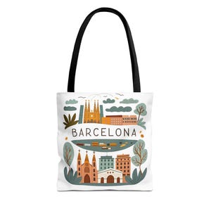 Barcelona Spain Tote Bag, Travel Holiday Gift, Eco-Friendly Summer Bag, Barcelona City Souvenir, Europe Vacation Beach or Grocery Tote -