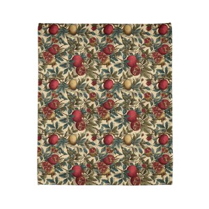 Pomegranate Botanical Blanket Plush Throw | Cottagecore Vintage Fruit Sofa Accent image 9