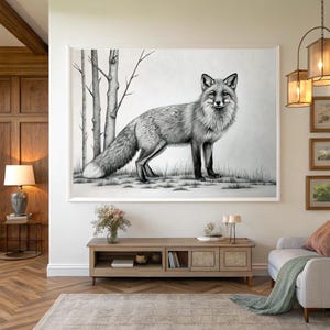 Vintage Wild Fox Graphic Art Print: North American Wildlife