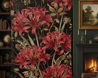 Red Spider Lily  Plush Blanket | Dark Spider Flower  Throw