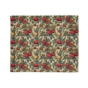 Pomegranate Botanical Blanket Plush Throw | Cottagecore Vintage Fruit Sofa Accent image 8