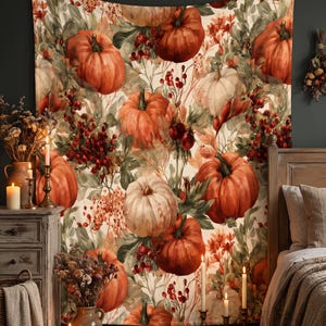Couverture polaire rustique à motifs de citrouille et de baies, jeté de récolte d'automne, drap en flanelle douce