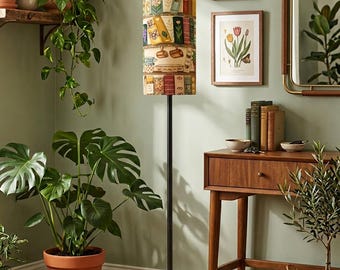 Bookworm Floor Lamp | Bookshelf Pattern, Dark Academia Decor, Modern Metal Light (Made in USA)