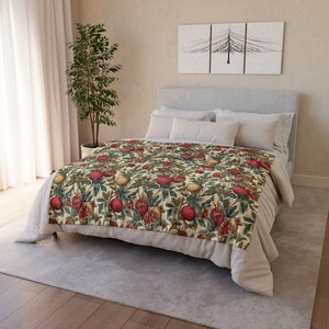 Pomegranate Botanical Blanket Plush Throw | Cottagecore Vintage Fruit Sofa Accent image 11
