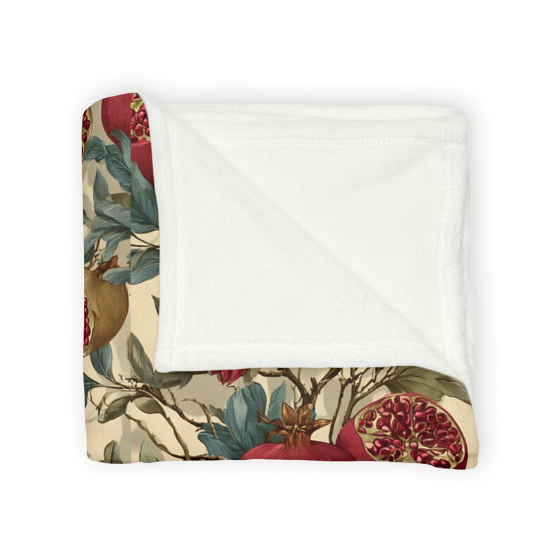 Pomegranate Botanical Blanket Plush Throw | Cottagecore Vintage Fruit Sofa Accent image 13