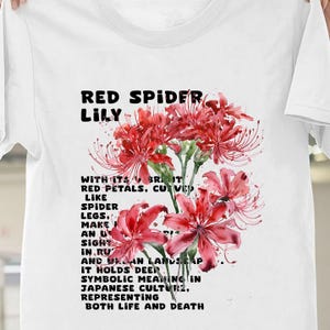 Red Spider Lily Inspirational Tee, Botanical Japanese T-shirt,Red Lily T-shirt Gift, Red Spider Lilies  Apparel,Red Anime Spider lily Flower