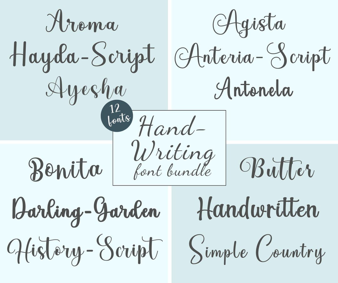 12 Handlettered Fonts Bundle - Font Bundle, Handwritten Fonts ...