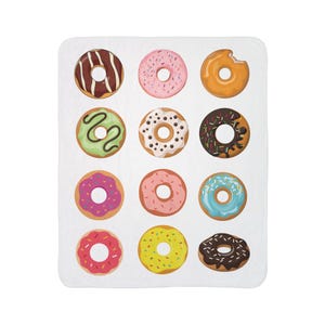 Donut Blanket, Cozy Throw, Foodie Gift, Colorful Dessert Decor, Warm Bed Blanket, Cute Fleece Sherpa Blanket