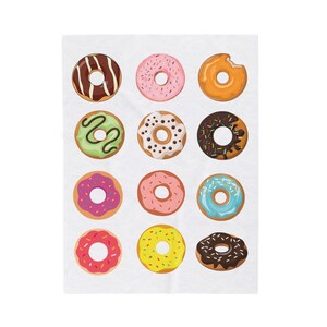Donut Blanket, Cozy Throw, Foodie Gift, Colorful Dessert Decor, Warm Bed Blanket, Cute Velveteen Plush Blanket